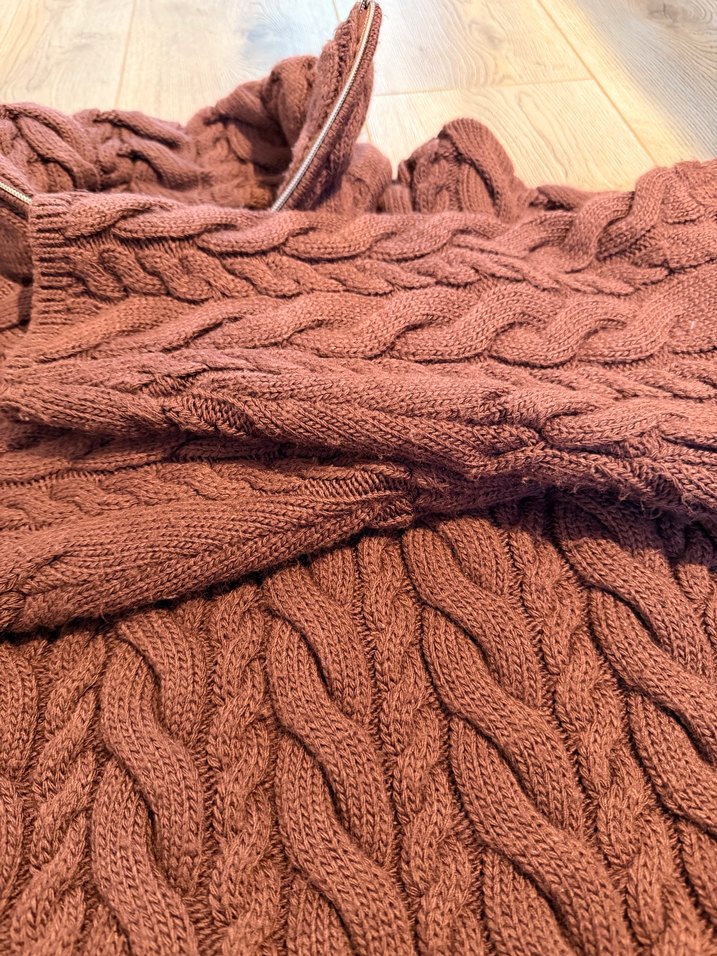 Bordo Yüksek Yakalı Örgü Kadın Kazak - Görsel 4