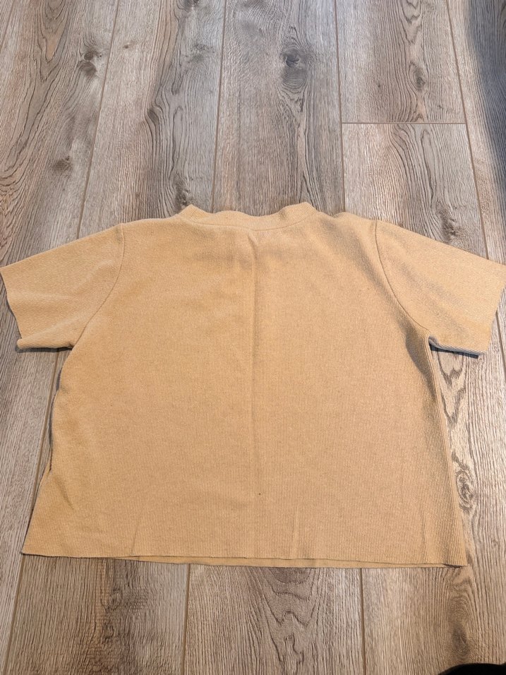 Koton Bej Kısa Kollu Triko Tişört - Görsel 4