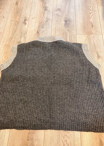 Gri V Yaka Örgü Kadın Süveter - Görsel 4