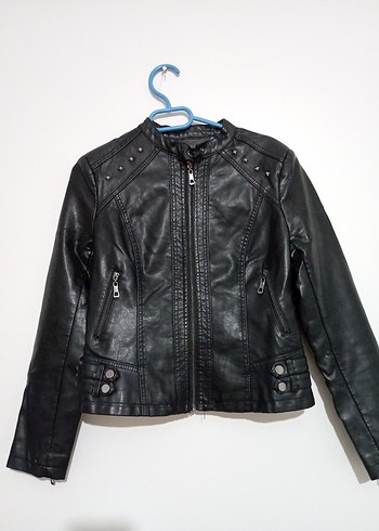 Siyah Biker Kadın Deri Ceket