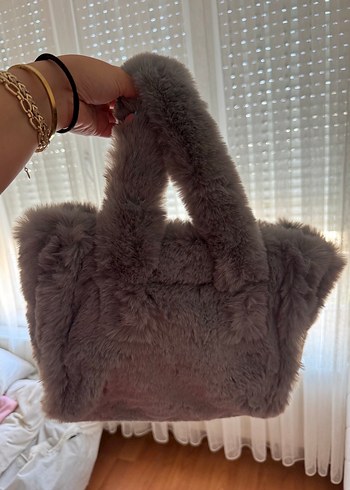 Stradivarius Gri Kürklü Kadın Çanta