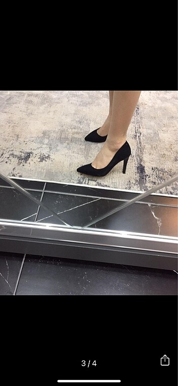 35 Beden Siyah süet stiletto 9 cm 35 numara