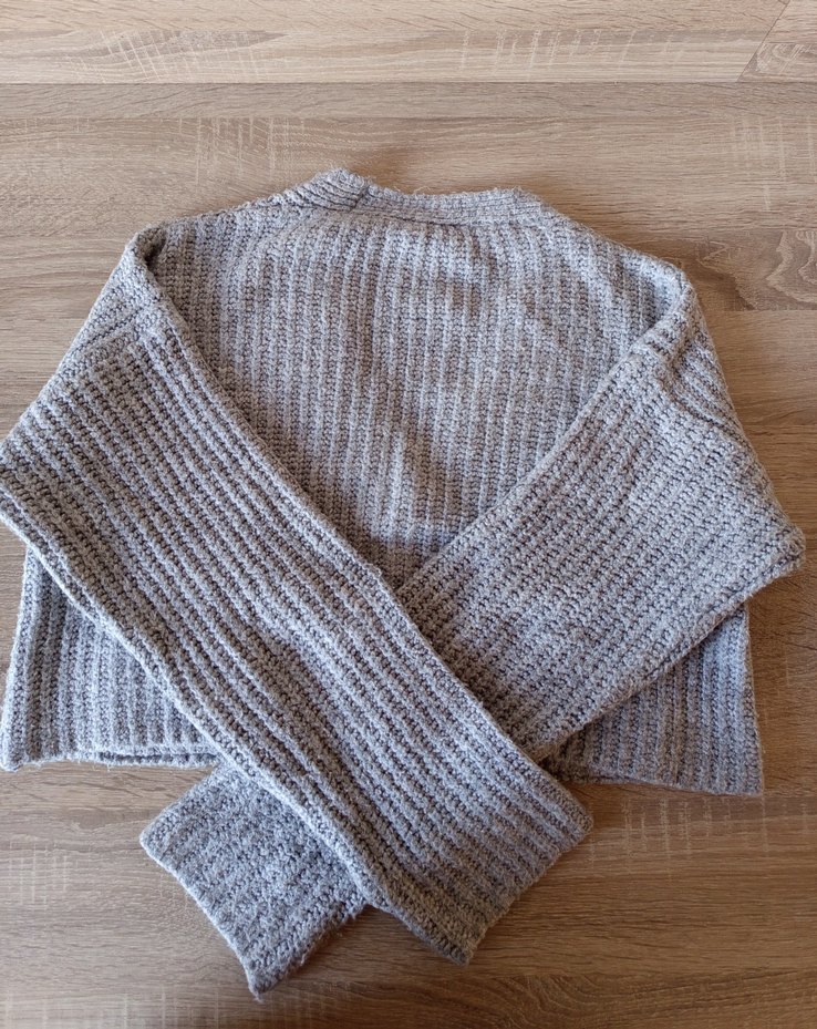 Gri Örgü Kadın Hırka - Görsel 2