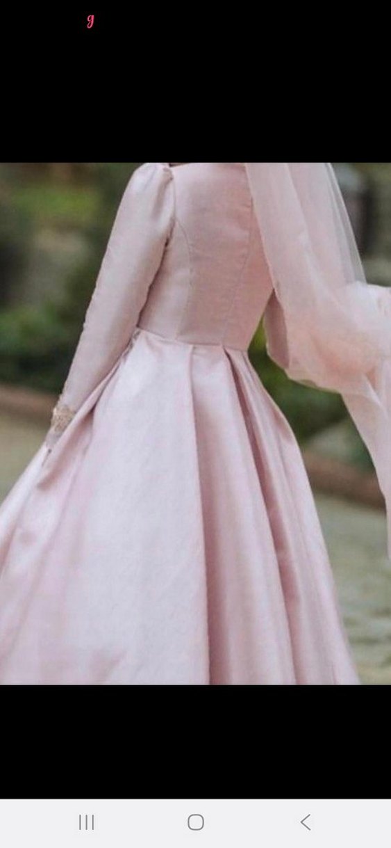 Pembe Nakışlı Uzun Kollu Nişan Elbisesi - Görsel 3