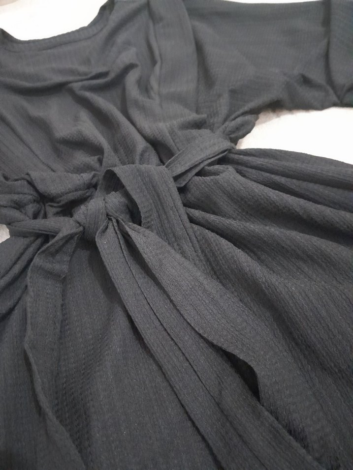 Siyah Salaş Uzun Kollu Elbise tunik - Görsel 2