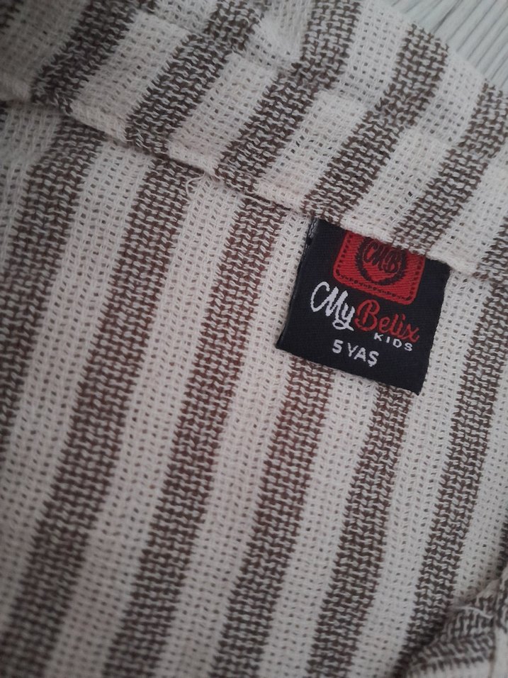 Gri vizon - Çizgili Kısa Kollu Erkek Çocuk Gömlek - Görsel 3