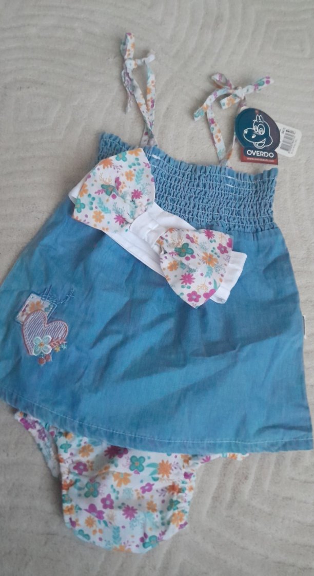 Mavi Bohem Kız Çocuk Elbisesi ve Saç Bandı - Görsel 4