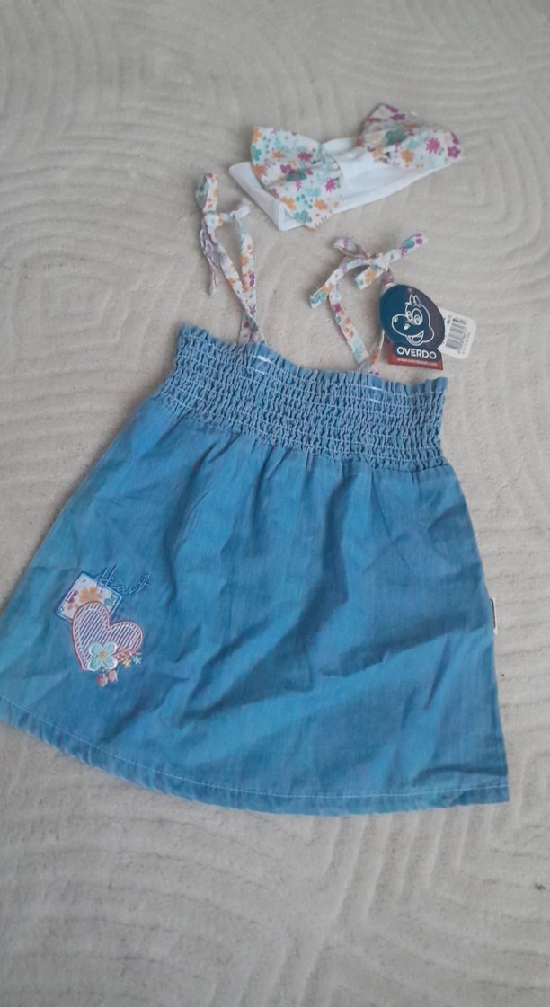 Mavi Bohem Kız Çocuk Elbisesi ve Saç Bandı - Görsel 2