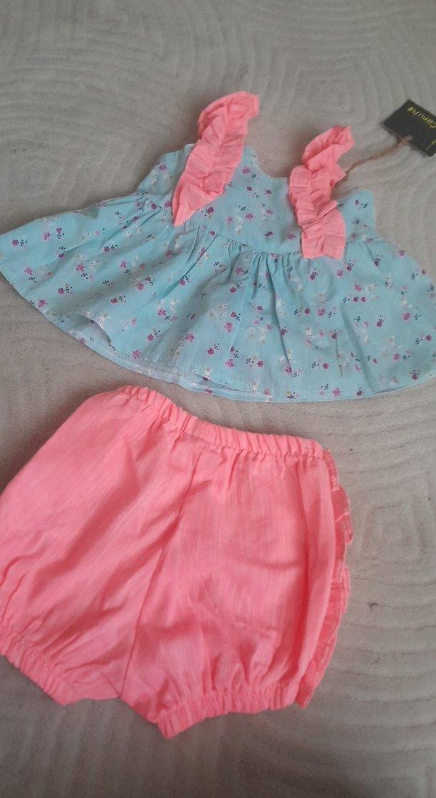 Pembe Fırfırlı Bebek Kız Kıyafet Takımı - Görsel 2