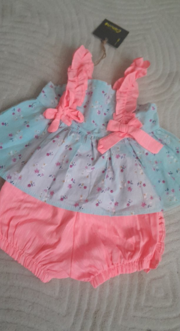 Pembe Fırfırlı Bebek Kız Kıyafet Takımı - Görsel 3