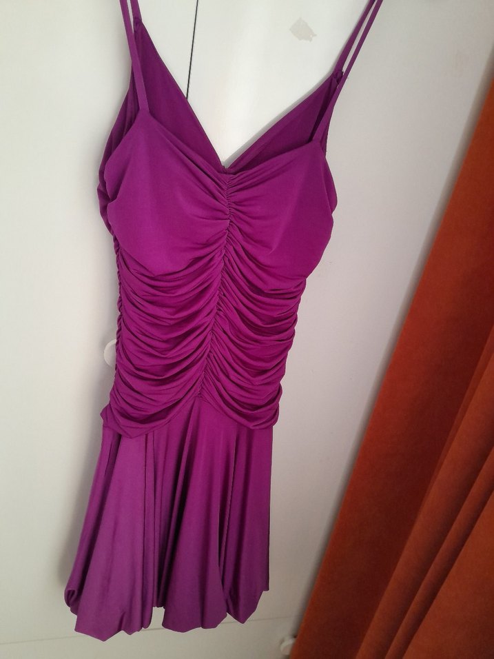 Mor Drapeli Uzun Abiye Elbise - Görsel 2