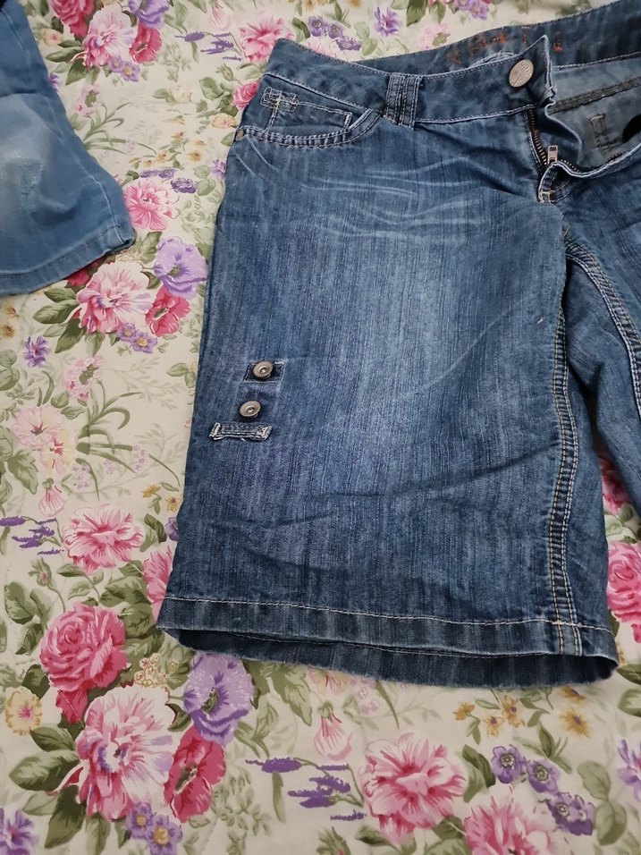 Düğmeli Mavi Kadın Mini Kot Şort - Görsel 2