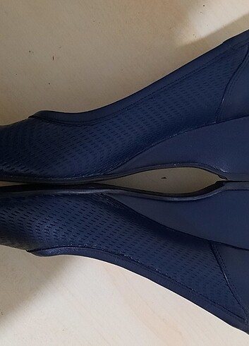 36 Beden lacivert Renk Matmazel Sıfıra Eş Yumuşak Deri Rahat Şık Dolgu Topuk Ayakkabı 
