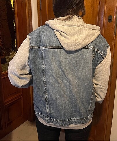 l Beden Sweatshirt kapüşonlu kot ceket