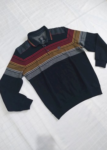 Renkli Çizgili Erkek Triko Kazak - Görsel 7