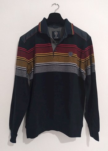 Renkli Çizgili Erkek Triko Kazak - Görsel 2