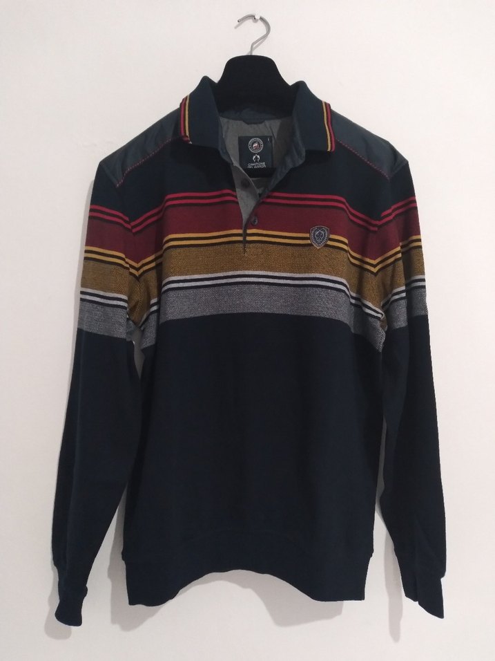 Renkli Çizgili Erkek Triko Kazak - Görsel 2