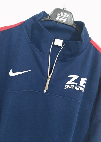 Uzun Kollu Fermuarlı Mavi Spor Sweatshirt - Görsel 5