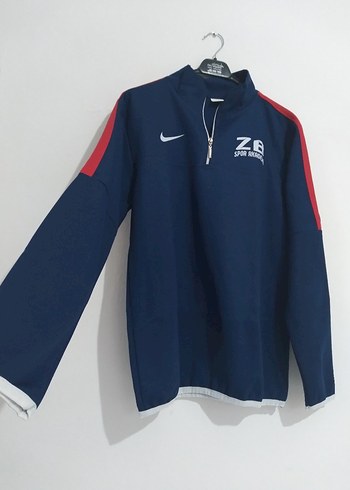 Uzun Kollu Fermuarlı Mavi Spor Sweatshirt - Görsel 4