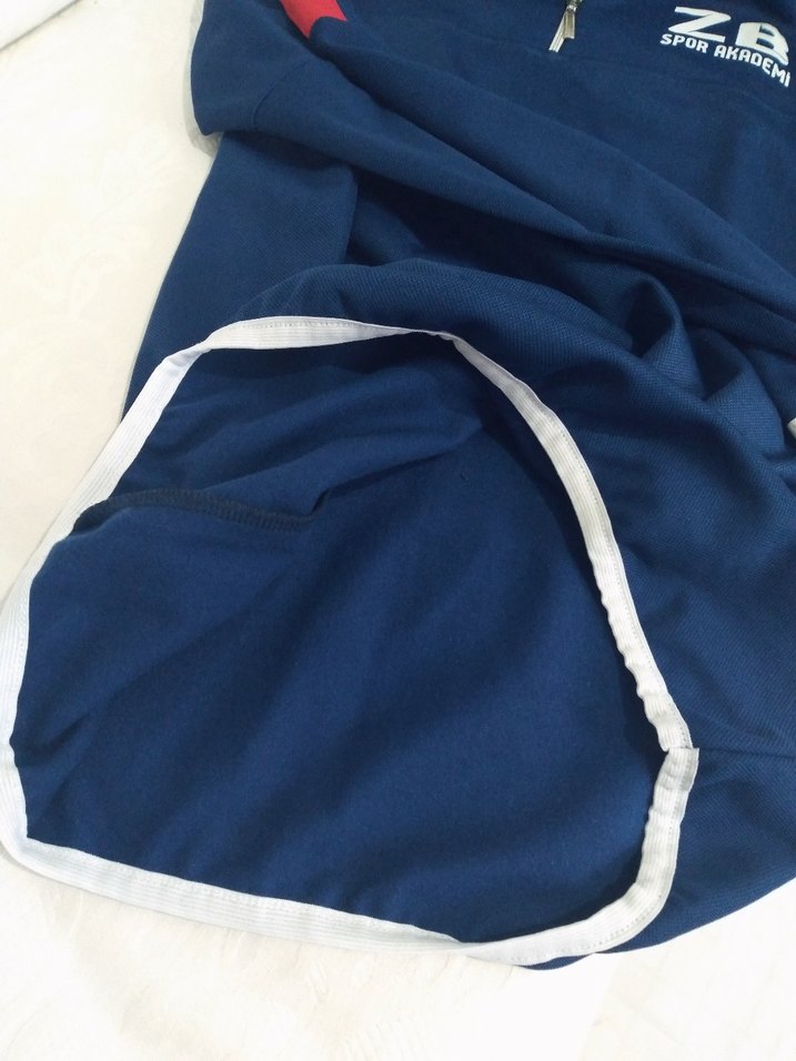 Uzun Kollu Fermuarlı Mavi Spor Sweatshirt - Görsel 3