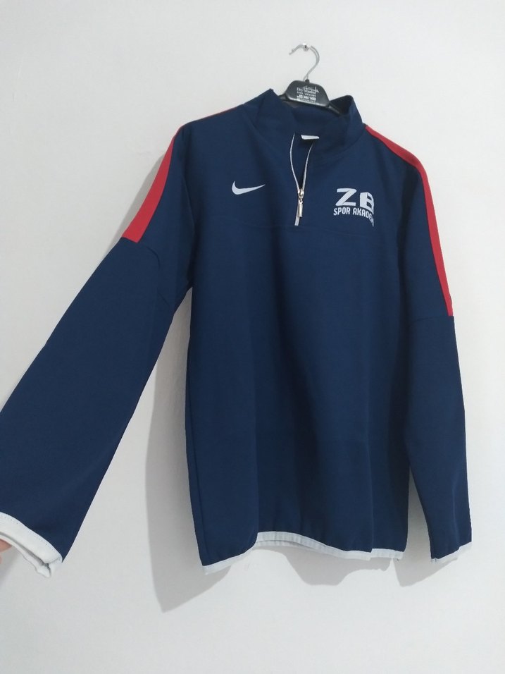 Uzun Kollu Fermuarlı Mavi Spor Sweatshirt - Görsel 4