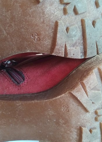 Bordo Süet Topuklu Kadın Bot - Görsel 9