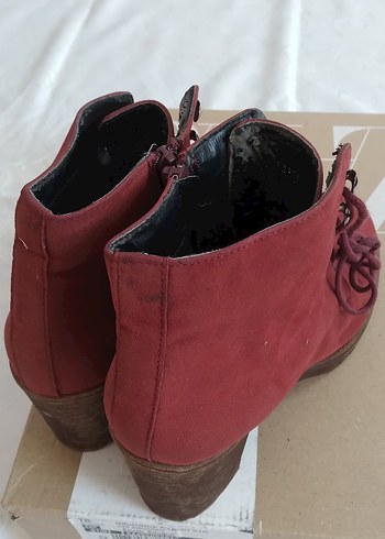 Bordo Süet Topuklu Kadın Bot - Görsel 5