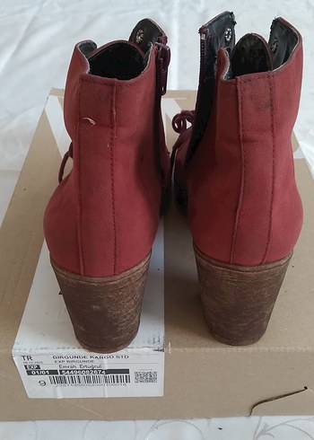 Bordo Süet Topuklu Kadın Bot - Görsel 6