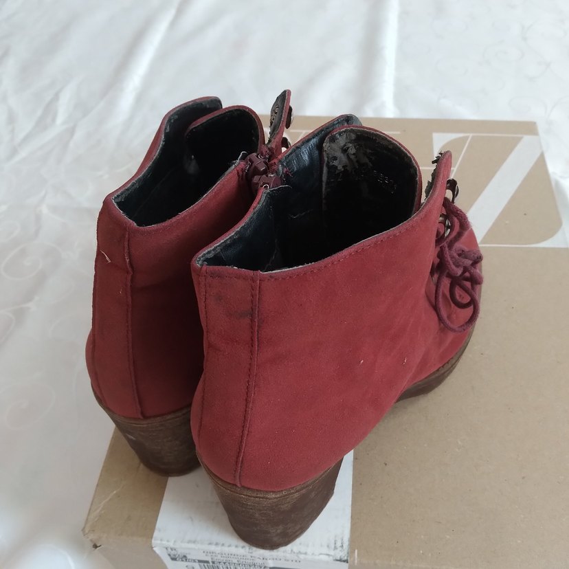 Bordo Süet Topuklu Kadın Bot - Görsel 5