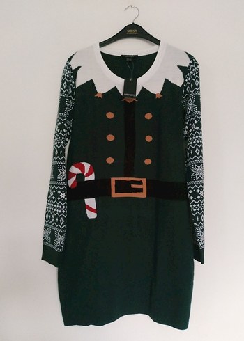 Nakışlı Yeşil Triko Midi Elbise - Görsel 6