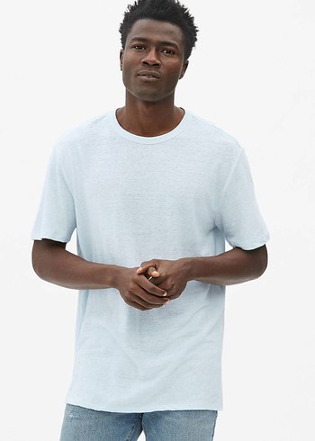 Erkek Mavi Kısa Kollu Denim Tişört - Görsel 2