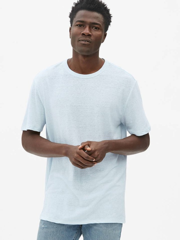 Erkek Mavi Kısa Kollu Denim Tişört - Görsel 2