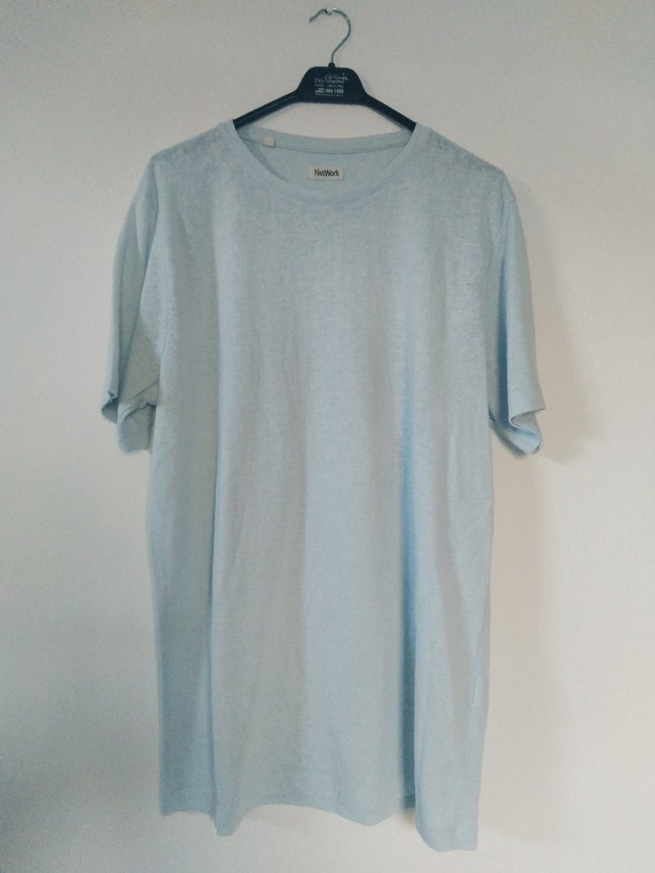 Erkek Mavi Kısa Kollu Denim Tişört - Görsel 4