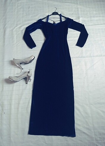 Kadife Uzun Abiye Elbise  - Görsel 4