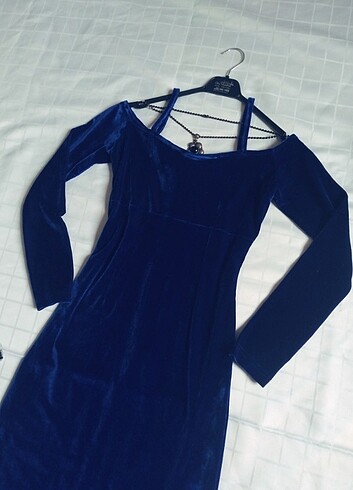 Kadife Uzun Abiye Elbise  - Görsel 5