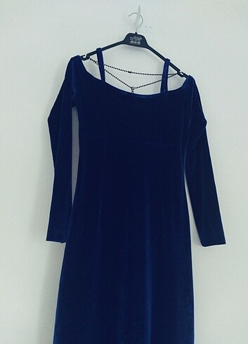 Kadife Uzun Abiye Elbise  - Görsel 8