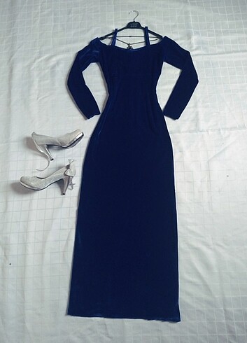 Kadife Uzun Abiye Elbise  - Görsel 10