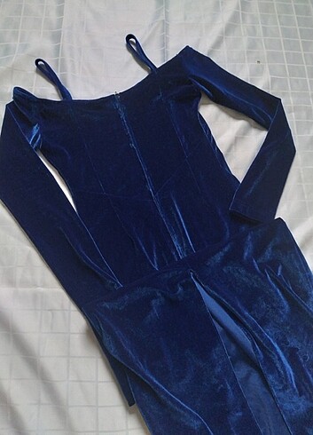 Kadife Uzun Abiye Elbise  - Görsel 11