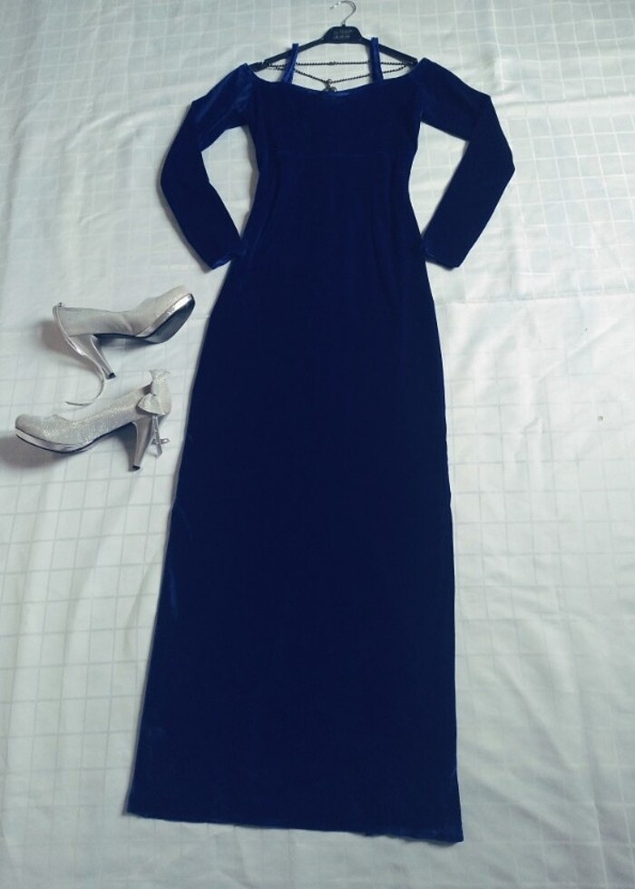 Kadife Uzun Abiye Elbise  - Görsel 3