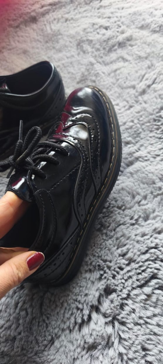 Parlak Siyah Erkek Çocuk Goth Ayakkabı - Görsel 5