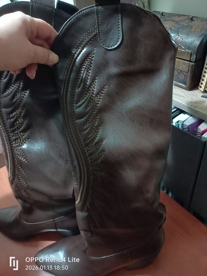 Kahverengi Kadın Deri Dizüstü Botlar - Görsel 3