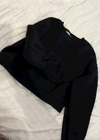Diğer Siyah Bisiklet Yaka Rahat Sweatshirt