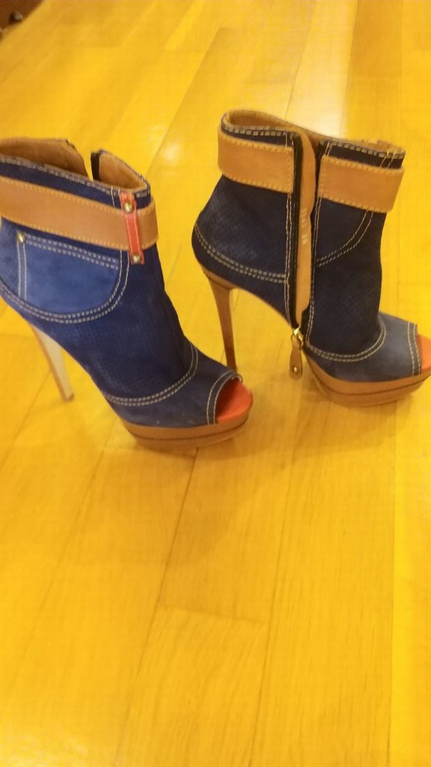 Mavi Süet ince Topuklu Kadın Ayakkabı - Görsel 2