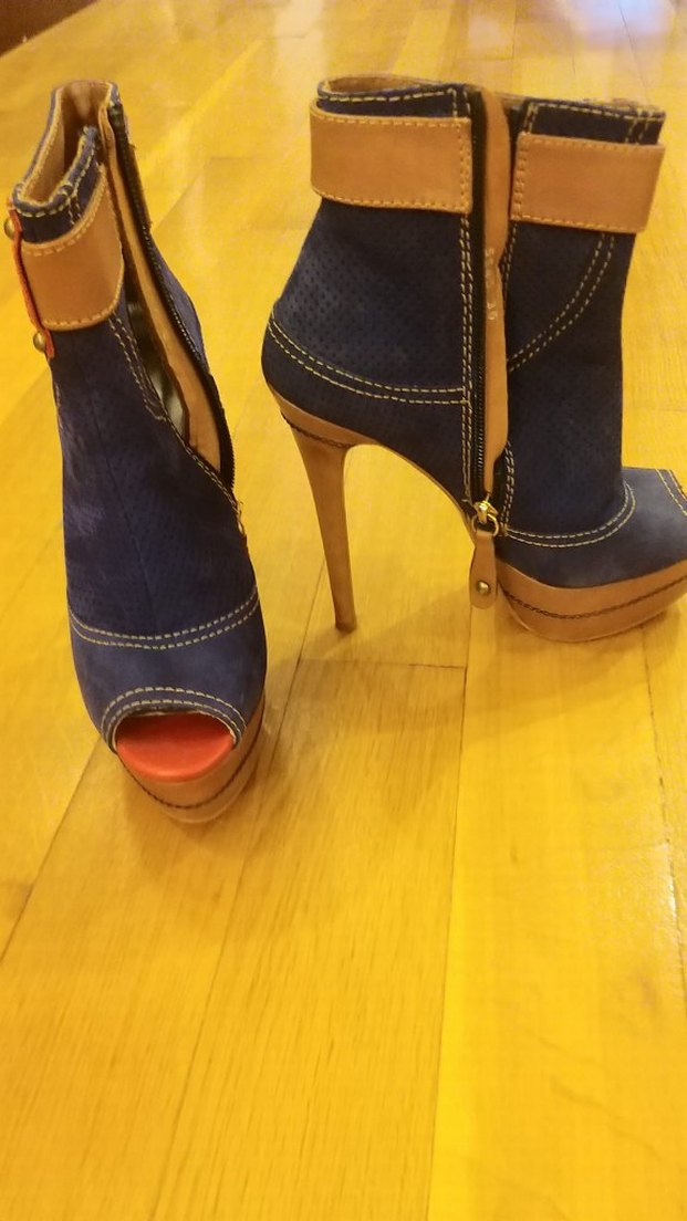 Mavi Süet ince Topuklu Kadın Ayakkabı - Görsel 3