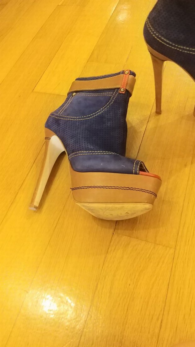 Mavi Süet ince Topuklu Kadın Ayakkabı - Görsel 5