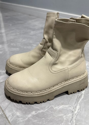 Zara Bej Deri Kız Çocuk Bot, Kalın Topuklu - Görsel 3