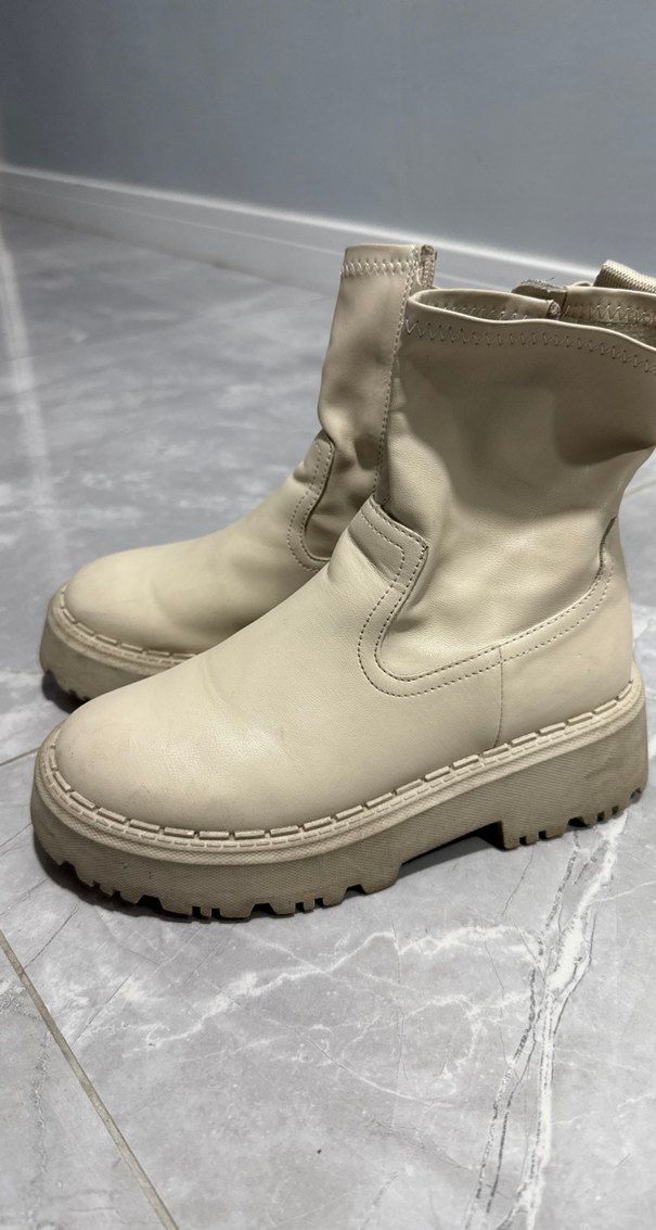 Zara Bej Deri Kız Çocuk Bot, Kalın Topuklu - Görsel 3