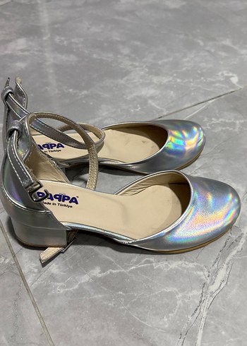 Gri Bağcıklı kız çocuk Topuklu Ayakkabı - Görsel 2