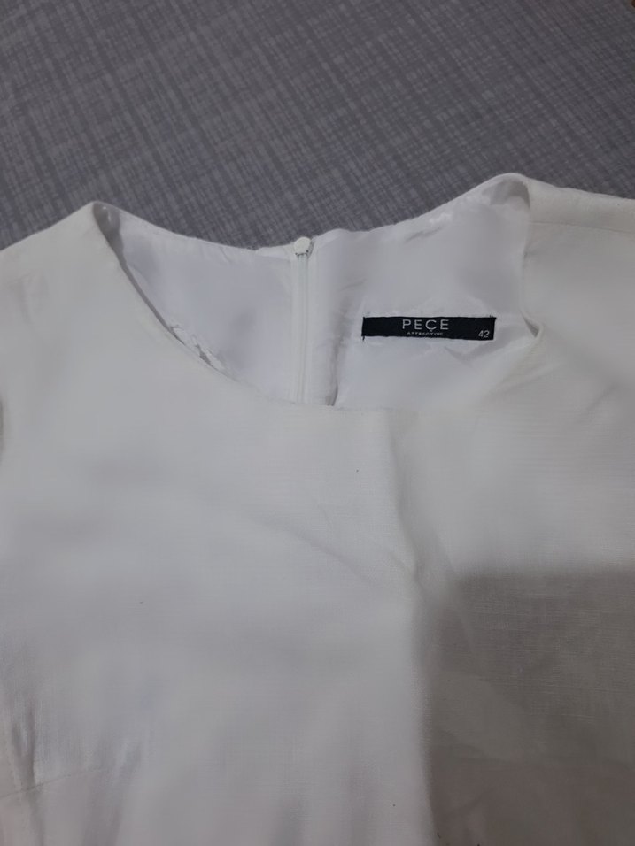 Beyaz keten elbise 42 beden - Görsel 3