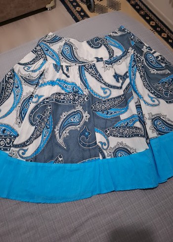 Diğer Mavi Gri Batik Desenli i Etek